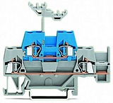 Двухуровневые клеммы; Проходные / проходные клеммы; с дополнительной позицией для перемычки на нижнем уровне; для DIN-рейки 35 x 15 и 35 x 7,5; 2,5 мм²; CAGE CLAMP®; 2,50 mm²; серые/синие