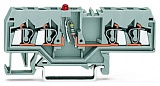 Компонентная клемма; 4-проводн.; красный светодиод; тока; для DIN-рейки 35 x 15 и 35 x 7,5; 2,5 мм²; CAGE CLAMP®; 2,50 mm²; серые