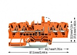4-проводные клеммы с размыкателем / тестовые клеммы; с механической блокировкой; с возможностью тестирования; оранжевый размыкатель; для DIN-рейки 35 x 15 и 35 x 7,5; 2,5 мм²; Push-in CAGE CLAMP®; 2,50 mm²; оранжевые