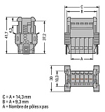 1-проводная вилка; CAGE CLAMP®; 4 mm²; Шаг контактов 5 мм; 9-пол.; Защелкивающийся фланец; 4,00 mm²; серые