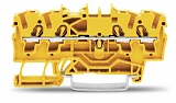 4-проводные проходные клеммы; 2,5 мм²; подходят для исполнений Ex e II; боковая и центральная маркировка; для DIN-рейки 35 x 15 и 35 x 7,5; Push-in CAGE CLAMP®; 2,50 mm²; желтые
