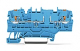 2-conductor through terminal block; with push-button; 2.5 mm²; with test option; with additional jumper position; same profile as 2-conductor disconnect terminal block; side and center marking; for DIN-rail 35 x 15 and 35 x 7.5; Push-in CAGE CLAMP®; 2,50