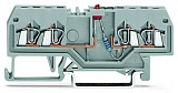 Компонентная клемма; 4-проводн.; красный светодиод; тока; для DIN-рейки 35 x 15 и 35 x 7,5; 1,5; CAGE CLAMP®; 1,50 mm²; серые