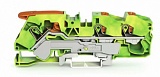 3-проводные клеммы с заземлением; с рычагом и нажимной кнопкой; 16 мм²; с тестовым портом; боковая и центральная маркировка; для DIN-рейки 35 x 15 и 35 x 7,5; Push-in CAGE CLAMP®; 16,00 mm²; зеленые-желто
