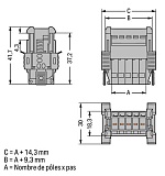 1-проводная вилка; CAGE CLAMP®; 4 mm²; Шаг контактов 5 мм; 10-пол.; Защелкивающийся фланец; 4,00 mm²; серые