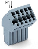 1-conductor female connector, angled; CAGE CLAMP®; 4 mm²; Pin spacing 5 mm; 12-pole; 4,00 mm²; gray