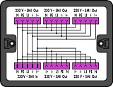 Распределительная коробка; 230 В + SMI; 1 вход; 5 вывода; Код. B; MIDI; черные