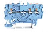 3-проводные проходные клеммы; с нажимной кнопкой; 1 мм²; с тестовым портом; подходят для исполнений Ex i; боковая и центральная маркировка; для DIN-рейки 35 x 15 и 35 x 7,5; Push-in CAGE CLAMP®; 1,00 mm²; синие
