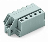 1-conductor female connector, angled; CAGE CLAMP®; 2.5 mm²; Pin spacing 5 mm; 4-pole; clamping collar; DIN-35 rail/panel mounting; 2,50 mm²; gray