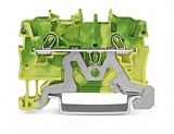 2-проводные клеммы с заземлением; 1 мм²; подходят для исполнений Ex e II; боковая и центральная маркировка; для DIN-рейки 35 x 15 и 35 x 7,5; Push-in CAGE CLAMP®; 1,00 mm²; зеленые-желто