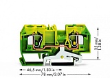 2-проводные клеммы с заземлением; 10 мм²; подходят для исполнений Ex e II; центральная маркировка; для DIN-рейки 35 x 15 и 35 x 7,5; CAGE CLAMP®; 10,00 mm²; зеленые-желто