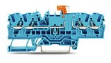 4-проводные клеммы с размыкателем / тестовые клеммы; с возможностью тестирования; оранжевый размыкатель; для DIN-рейки 35 x 15 и 35 x 7,5; 2,5 мм²; Push-in CAGE CLAMP®; 2,50 mm²; синие