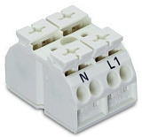 4-проводная клеммная колодка с монтажными штифтами; 2-пол.; N-L1; без заземляющего контакта; для винта и гайки ø 3 мм; с 2 выводами; 4 mm²; 4,00 mm²; белые