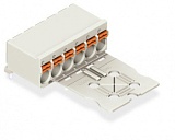 1-conductor female connector, angled; push-button; Push-in CAGE CLAMP®; 2.5 mm²; Pin spacing 5 mm; 6-pole; Gripping plate; direct marking; 2,50 mm²; light gray