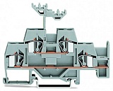 Двухуровневые клеммы; Проходные / проходные клеммы; с дополнительной позицией для перемычки на нижнем уровне; для DIN-рейки 35 x 15 и 35 x 7,5; 4 mm²; 4,00 mm²; серые