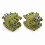3-канальный распр. соединитель; 4-пол.; Код. B; 1 вход; 3 вывода; светло-зеленые