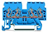 4-проводные проходные клеммы; 2,5 мм²; подходят для исполнений Ex i; боковая и центральная маркировка; для DIN-рейки 35 x 15 и 35 x 7,5; CAGE CLAMP®; 2,50 mm²; синие