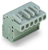 1-conductor female connector, angled; CAGE CLAMP®; 2.5 mm²; Pin spacing 5 mm; 4-pole; 2,50 mm²; gray