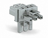 Т-образный распределительный соединитель; 3-пол.; Код. B; 1 вход; 2 вывода; 2 фиксирующих рычага; серые