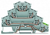Четырехуровневые монтируемые на рейку клеммы; Монтируемые на рейку клеммы для подключения электродвигателей; 2,5 мм²; L1 - L2 - L3 - PE; для DIN-рейки 35 x 15 и 35 x 7,5; CAGE CLAMP®; 2,50 mm²; серые