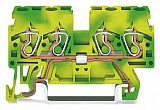 4-проводные клеммы с заземлением; 2,5 мм²; боковые маркировочные разъемы; для DIN-рейки 35 x 15 и 35 x 7,5; CAGE CLAMP®; 2,50 mm²; зеленые-желто