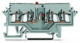 Компонентная клемма; 4-проводн.; красный светодиод; тока; для DIN-рейки 35 x 15 и 35 x 7,5; 2,5 мм²; CAGE CLAMP®; 2,50 mm²; серые