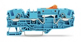 2-проводные клеммы с размыкателем; с поворотным ножевым размыкателем; с возможностью тестирования; оранжевый размыкатель; для DIN-рейки 35 x 15 и 35 x 7,5; 3; Push-in CAGE CLAMP®; 6,00 mm²; синие