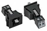 Защелкивающийся штекер; 2-пол.; Код. A; 1,50 mm²; черные