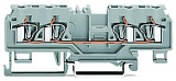 4-проводные проходные клеммы; 4 mm²; с тестовым портом; без контакта для экрана; центральная маркировка; для DIN-рейки 35 x 15 и 35 x 7,5; CAGE CLAMP®; 4,00 mm²; серые