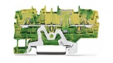 2-проводные клеммы с заземлением; 2,5 мм²; боковая и центральная маркировка; для DIN-рейки 35 x 15 и 35 x 7,5; Push-in CAGE CLAMP®; 2,50 mm²; зеленые-желто