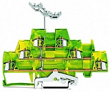 Трехуровневые клеммы; 6-проводные клеммы с заземлением; 2,5 мм²; с нанесением маркировки; внутреннее объединение; для DIN-рейки 35 x 15 и 35 x 7,5; CAGE CLAMP®; 2,50 mm²; зеленые-желто