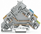 3-проводные клеммы для подключения исполнительных устройств; с заземляющим контактом; с цветн. отверст. для ввода проводников; 2,5 мм²; CAGE CLAMP®; 2,50 mm²; серые