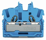 2-проводные миниатюрные проходные клеммы; с рабочими гнёздами; 2,5 мм²; с тестовым портом; боковая и центральная маркировка; Концевая клемма с монтажным фланцем; Push-in CAGE CLAMP®; 2,50 mm²; синие