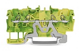 4-проводные клеммы с заземлением; 1 мм²; подходят для исполнений Ex e II; боковая и центральная маркировка; для DIN-рейки 35 x 15 и 35 x 7,5; Push-in CAGE CLAMP®; 1,00 mm²; зеленые-желто