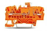 2-проводные клеммы с размыкателем / тестовые клеммы; с возможностью тестирования; оранжевый размыкатель; для DIN-рейки 35 x 15 и 35 x 7,5; 2,5 мм²; Push-in CAGE CLAMP®; 2,50 mm²; оранжевые