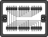 Распределительная коробка; Трехфазный ток (400 В); 1 вход; 5 вывода; Код. A; MIDI; черные