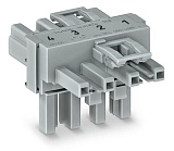 Т-образный распределительный соединитель; 4-пол.; Код. B; 1 вход; 2 вывода; 2 фиксирующих рычага; серые