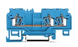 3-проводные проходные клеммы; 4 mm²; с тестовым портом; подходят для исполнений Ex i; центральная маркировка; для DIN-рейки 35 x 15 и 35 x 7,5; CAGE CLAMP®; 4,00 mm²; синие