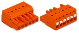 1-проводниковая розетка; нажимная кнопка; Push-in CAGE CLAMP®; 2,5 мм²; Шаг контактов 5,08 мм; 23-пол.; со встроенной торцевой пластиной; 2,50 mm²; оранжевые
