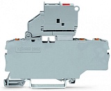 3-проводные клеммы с предохранителем; с поворотным патроном предохранителя; и торцевая пластина; для миниатюрных метрических предохранителей 5 х 20 мм; с нажимной кнопкой; без индикации перегорания предохранителя; для DIN-рейки 35 x 15 и 35 x 7,5; 2,5 мм²
