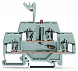 Компонентная клемма; двухуровн.; красный светодиод; тока; для DIN-рейки 35 x 15 и 35 x 7,5; 4 mm²; CAGE CLAMP®; 4,00 mm²; серые