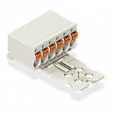 1-conductor female connector, angled; push-button; Push-in CAGE CLAMP®; 1.5 mm²; Pin spacing 3.5 mm; 4-pole; Gripping plate; direct marking; 1,50 mm²; light gray