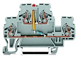 Компонентная клемма; двухуровн.; красный светодиод; тока; для DIN-рейки 35 x 15 и 35 x 7,5; 2,5 мм²; CAGE CLAMP®; 2,50 mm²; серые