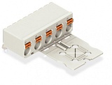 1-conductor female connector, angled; push-button; Push-in CAGE CLAMP®; 2.5 mm²; Pin spacing 7.5 mm; 2-pole; Gripping plate; 2,50 mm²; light gray