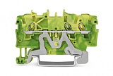 3-проводные клеммы с заземлением; 1 мм²; подходят для исполнений Ex e II; боковая и центральная маркировка; для DIN-рейки 35 x 15 и 35 x 7,5; Push-in CAGE CLAMP®; 1,00 mm²; зеленые-желто