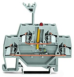 Компонентная клемма; двухуровн.; красный светодиод; тока; для DIN-рейки 35 x 15 и 35 x 7,5; 2,5 мм²; CAGE CLAMP®; 2,50 mm²; серые