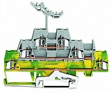 Трехуровневые клеммы; Экранированные / проходные / проходные клеммы; 2,5 мм²; с нанесением маркировки; для DIN-рейки 35 x 15 и 35 x 7,5; CAGE CLAMP®; 2,50 mm²; желто-зеленые/серые/серые
