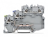 3-проводные клеммы для подключения исполнительных устройств; для исполнительных устройств с PNP-переключением (положительным); с заземляющим контактом; с цветн. отверст. для ввода проводников; 1 мм²; Push-in CAGE CLAMP®; 1,00 mm²; серые