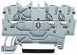 3-проводные проходные клеммы; 1 мм²; подходят для исполнений Ex e II; боковая и центральная маркировка; для DIN-рейки 35 x 15 и 35 x 7,5; Push-in CAGE CLAMP®; 1,00 mm²; серые