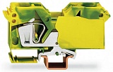 2-проводные клеммы с заземлением; 35 мм²; боковые маркировочные разъемы; только на рейке DIN 35 x 15; CAGE CLAMP®; 35,00 mm²; зеленые-желто